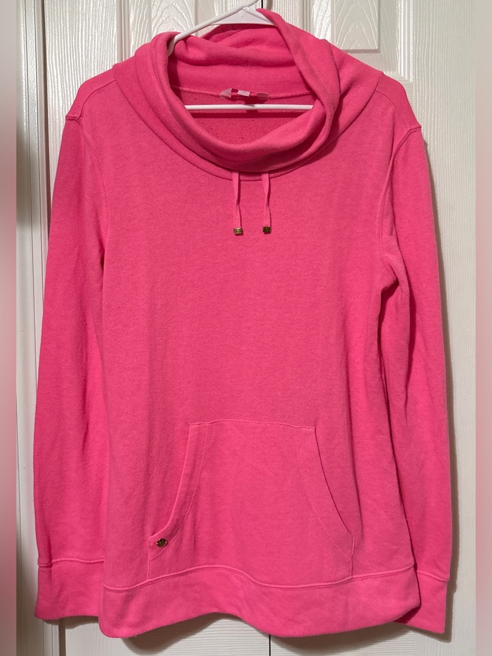 Lilly Pulitzer Cowl-Neck Drawstring Pink Pullover Medium